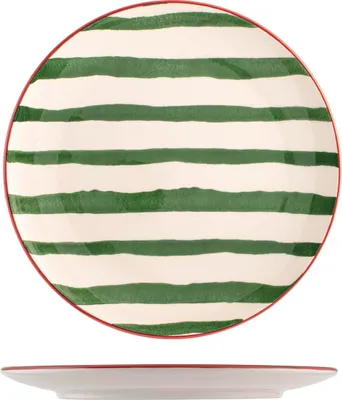 Produktbild von H&h 6er Set flache Weihnachtsteller gestreift cm 26