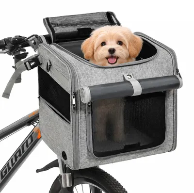 Fahrradkorb für Hunde, 4-in-1 erweiterbar, grau