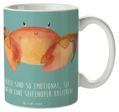 Produktbild von Mr. & Mrs. Panda Dekotasse Emotionaler Krebs - Meeresbrise - Geschenk, Sternzeichen, Horoskop, Emotionalität, Geschenke, kaffeetasse keramik, Tierkreiszeichen, Tasse