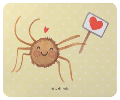 Produktbild von Mr. & Mrs. Panda Mousepad Spinne Agathe Motivation - Gelb Pastell - Geschenk, Vertrauen, Liebe, Dankeschön, Mouse Pad, Mauspad, mausteppich, Glück, pc, mousematte