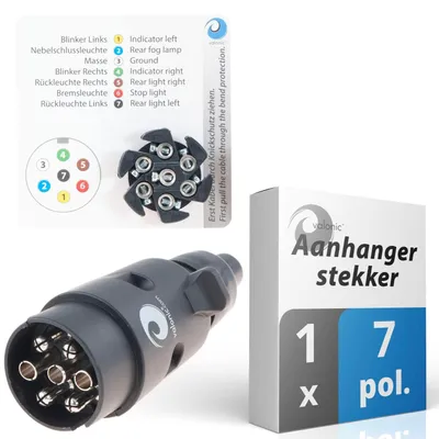 Image de Fiche de connexion remorque Attelage 7 broches - Noir - Avec gabarit de câblage