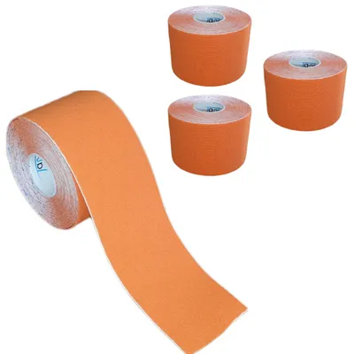 Produktbild von 4 Rollen - Tapefactory24 Getting Started Kinesiologie Tape 5cm x 5m - orange, Tapes Taping Klebeband Tapeverband Bandage wasserfest