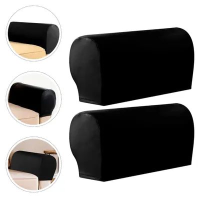 Produktbild von Elastische Armlehnenbezüge für Sofa und Sessel – Schutzbezüge für Coucharmlehnen in Schwarz