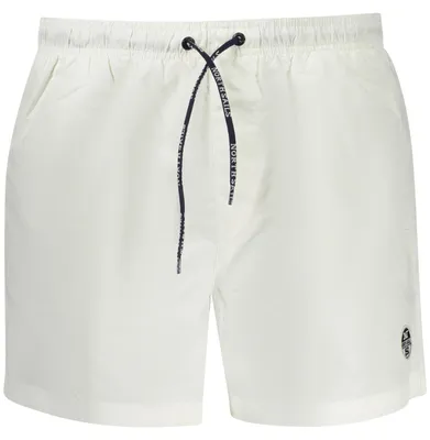 Produktbild von Weiße Herren-Badeshorts mit elastischem Bund und Kordelzug