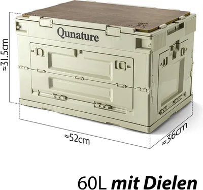 Produktbild von Qunature Camping Box Faltbar Campingschrank Campingbox Aufbewahrungsbox 60L mit Deckel
