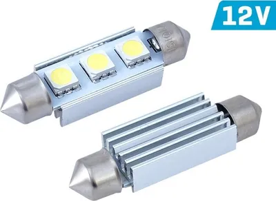 Zdjęcie produktu dla Żarówka VISION Festoon SV8.5 41mm 12V 3x 5050 SMD LED, CANBUS, biała, 2 szt