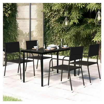 Produktbild von Esstisch für den Garten, schwarz, 140 x 70 x 74 cm, Stahl und Glas, für den Außenbereich