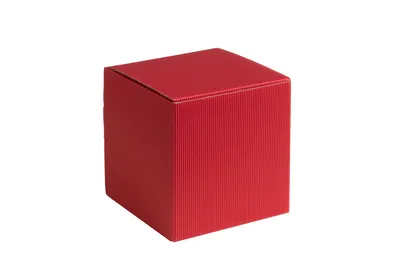 Produktbild von Geschenkbox Qubus aus offener Wellpappe, Geripptes Karton ROT, Format 12x12x12cm, 100 St.