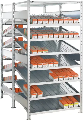 Produktbild von Kanban.DGR.2000x1000x2x800 mm,mit - Trenn-u.Seitenführungen, 16 Böden