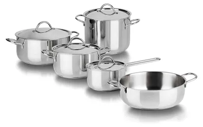 Produktbild von Kochgeschirr-Set Cuocimania Chip 9-teilig aus Edelstahl 18/10, Induktionsgeeignet