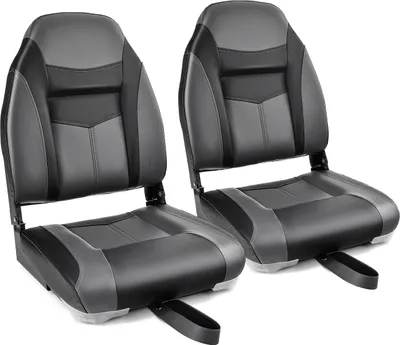 Produktbild von GOPLUS Bootssitz 2er Set, Bootsstuhl klappbar mit gepolstertem Sitz, hoher Rückenlehne, bequemer Steuerstuhl für Boot Yachten (Schwarz)