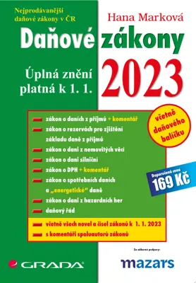 Zdjęcie produktu dla Daňové zákony 2023 - Úplná znění k 1. 1. 2023 (Marková Hana)