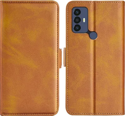Produktbild von Mobigear Slim Magnet  TCL 305 Hülle Klapphülle Geldbörse - Cognac