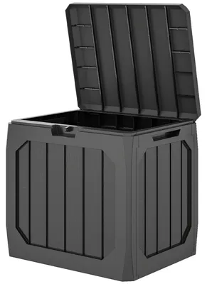Produktbild von 121L Kunststoff Garten-Aufbewahrungsbox, Outdoor-Aufbewahrungsbox mit Griffen, Schwarz
