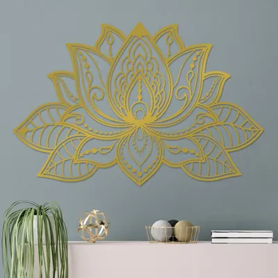 Produktbild von Wallity, Lotussa-2, Nachbildungatives Wandaccessoire aus Metall, Gold, 100 % METALL, 91 x 59 cm