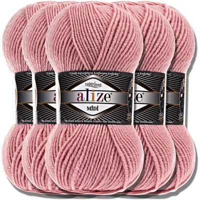 Produktbild von Alize 5x 100g Superlana Midi Wolle, Uni, Häkeln, Stricken (Powder | 161)