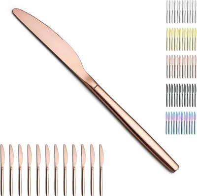 Image de Ensemble de couverts Famanu, 12 pièces - Rose doré, design moderne, inoxydable