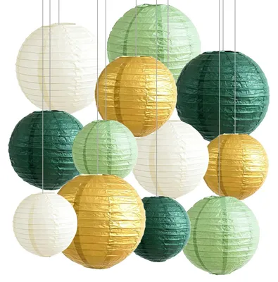 Pompons Dekoration 12 Stück 15-25 cm Lampions