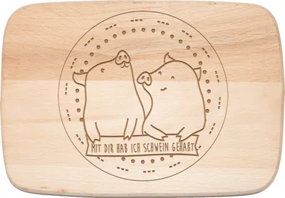 Produktbild von Mr. & Mrs. Panda Frühstücksbrett Schwein Geschwister - Transparent - Geschenk, Muttertag, brotzeitbrettchen, vesperbrettchen, Liebe, Schneidebrett, Weihnachten, Familie
