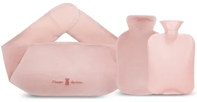 Image de Bouteille d'eau chaude en caoutchouc, 1,2 litre, avec une housse souple pour le ventre, idéale pour la relaxation