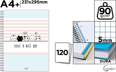 Zdjęcie produktu dla Notatnik A4+/120K kołowy kratka kotki