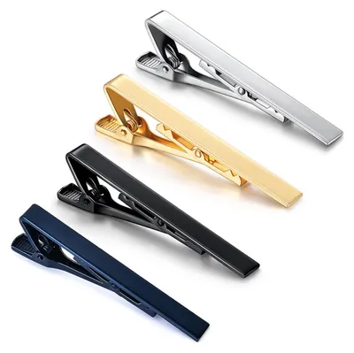 Produktbild von 4-teiliges Krawattenklammer-Set für Herren, Kupfer, modisch, elegant, Slick-Finish, 4 Farben, männliches Halsklemmen-Set