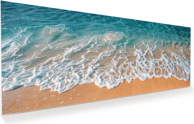 Produktbild von Glasbild 100x40cm in XXL für Wohnzimmer, Schlafzimmer Motiv Strand und Wellen