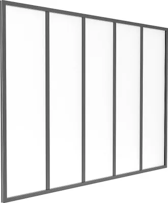 Produktbild von Verglaste Wand aus pulverbeschichtetem Aluminium und Milchglas - 150 x 105 cm - Schwarz - BAYVIEW