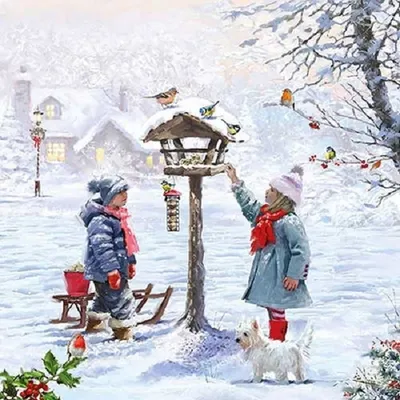 Produktbild von 20 Servietten Winter Vogelhaus