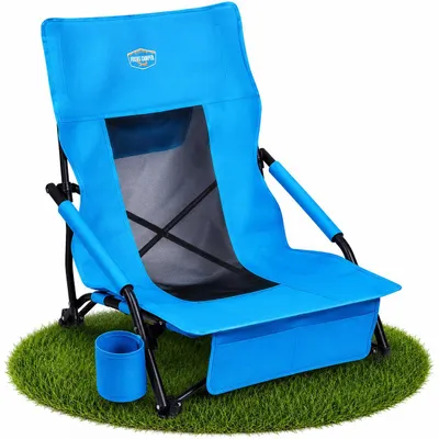 Produktbild von Fuchs Camper Strandstuhl klappbar – Campingstuhl mit hoher Rückenlehne & Mesh-Gewebe – Faltbarer Outdoor Stuhl mit Getränkehalter und Taschen