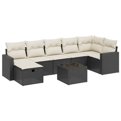 Produktbild von vidaXL 8-tlg. Garten-Sofagarnitur mit Kissen Schwarz Poly Rattan