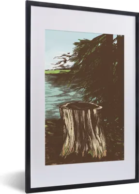 Produktbild von MuchoWow® MuchoWow® Gerahmtes Poster Baum - Meer - Illustration 40x60 cm - Poster mit zchwarzem Bilderrahmen - Poster in Rahmen