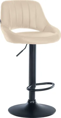 Produktbild von Barhocker SEGAD - Kunstleder Creme 47x48x85 cm Schwarz | Barstuhl Höhenverstellbar Mit Lehne Drehbar Tresenhocker Tresenstuhl Kneipenhocker