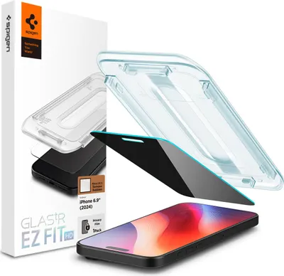 Zdjęcie produktu dla Spigen GLAS.tR Privacy HD, Apple, iPhone 16 Pro Max, Odporny na uderzenia, Odporny na zadrapania, Przezroczysty, 1 szt.