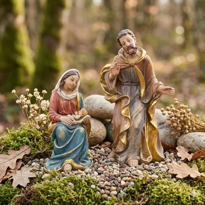 Produktbild von Stimmungsvolle Krippenfiguren Heilige Familie 2-tlg., ca. 13 cm, 72740