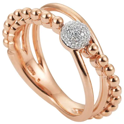 Produktbild von Gr. 54 - Damen Ring 585 Gold Rotgold Roségold 31 Diamanten Brillanten Roségoldring