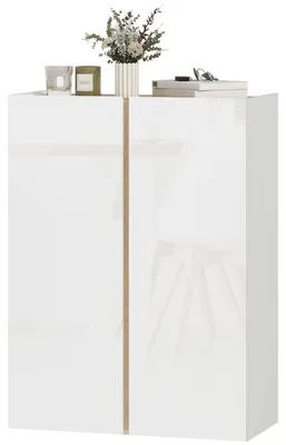 Image de Armoire à chaussures HOMCOM avec 2 portes brillantes et 6 étagères réglables