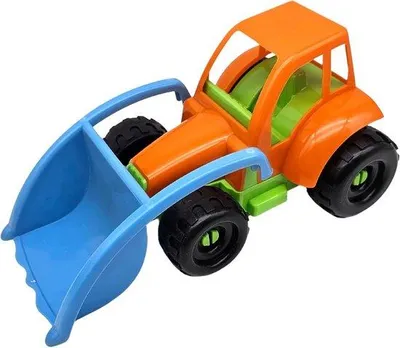Productafbeelding van alldoro 60046 Speelgoedtractor met beweegbare voorschep, voor kinderen, kleurrijk, van kunststof, 26,5 x 15 x 12,5 cm