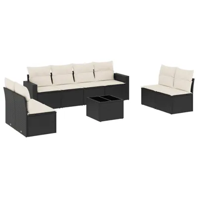 Produktbild von 9-tlg. Garten-Sofagarnitur mit Kissen Schwarz Poly Rattan