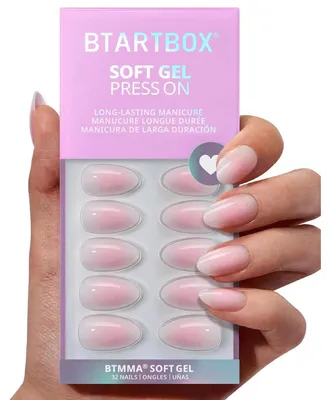 Image de Ensemble de 32 faux ongles roses dégradés en forme d'amande, avec colle et accessoires