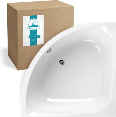 Produktbild von Calmwaters® Raumsparende Eckbadewanne 120x120 cm, Acrylwanne Modern Small 2 für zwei Personen, Duowanne aus Acryl, Maße 120 x 120 cm, Weiß, 02SL2970