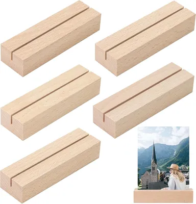 Imagen del producto de Soportes para tarjetas de mesa de madera, juego de 5 unidades, 10 x 3 x 2 cm, para menús