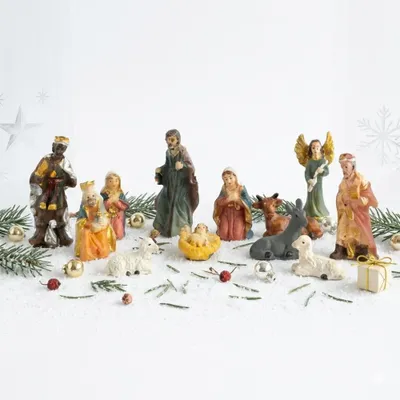 Image de Figurines de crèche miniatures, lot de 11 pièces, env. 3,5 cm, K 110