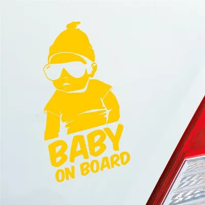 Produktbild von Auto Aufkleber Baby an Board Baby an Bord 19x10 cm Gelb Sticker Heckscheibenaufkleber