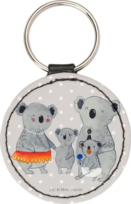 Produktbild von Mr. & Mrs. Panda Schlüsselanhänger Koala Familie - Grau Pastell - Geschenk, Mama, Bruder, Geschwister, Anhänger, schlüssel, Koalas, Taschenanhänger, Modern, Kinder