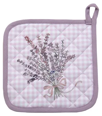 Produktbild von Clayre & Eef Topflappen 20x20 cm Violett Weiß Baumwolle Lavendel