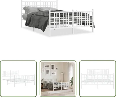 Produktbild von The Living Store Bettgestell mit Kopf- und Fußteil Metall Weiß 140x200 cm
