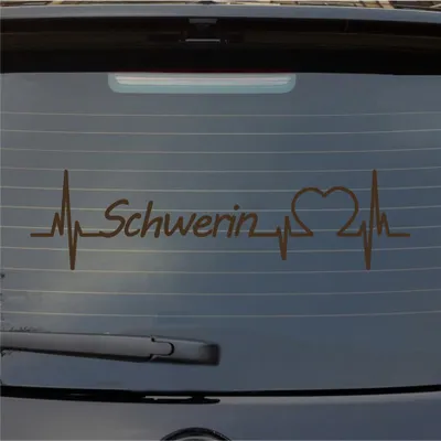 Produktbild von Heckscheibenaufkleber Schwerin Herzschlag Puls Stadt Liebe 55x14 cm Braun Auto Aufkleber Sticker