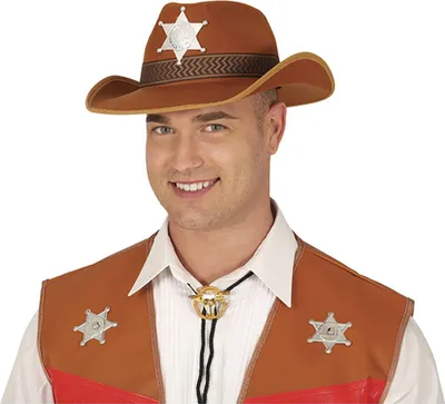 Immagine prodotto di cappello da cowboy marrone da sceriffo per adulti