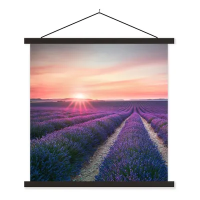 Produktbild von MuchoWow® Textilposter Lavendel - Lila - Blumen - Luft 60x60 cm mit schwarzem Rahmen - Posteraufhänger